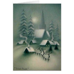 Vintage Silent Night Christmas Winter Scene