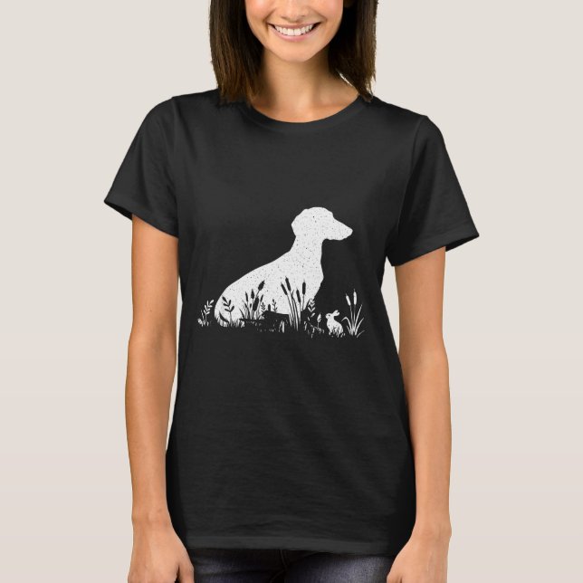Vintage Silhouette Dachshund Shirt Women, Cute Dog (Front)