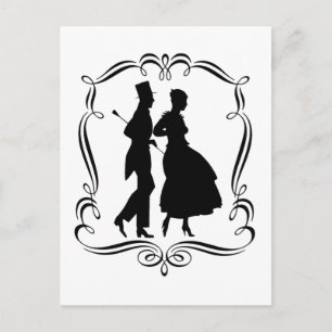 Vintage Silhouette Elegant Man Woman Postcard