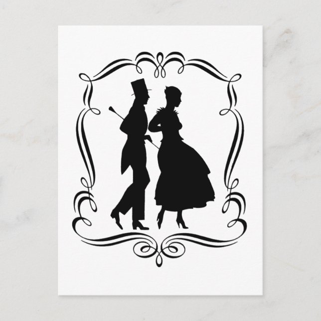 Vintage Silhouette Elegant Man Woman Postcard (Front)