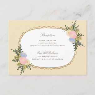Vintage Silhouette Floral Wedding Reception Card