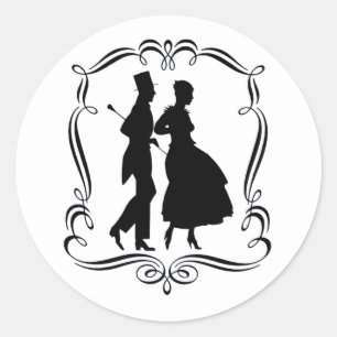 Vintage Silhouette Formal Man Woman   Classic Round Sticker
