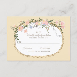Vintage Silhouette Spring Floral Wedding RSVP