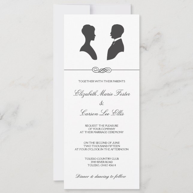 Vintage Silhouette Wedding Invitation (Front)