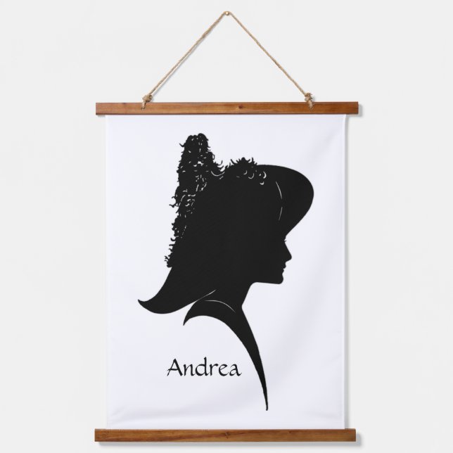 Vintage Silhouette Woman in Hat Personal Hanging Tapestry (Front)