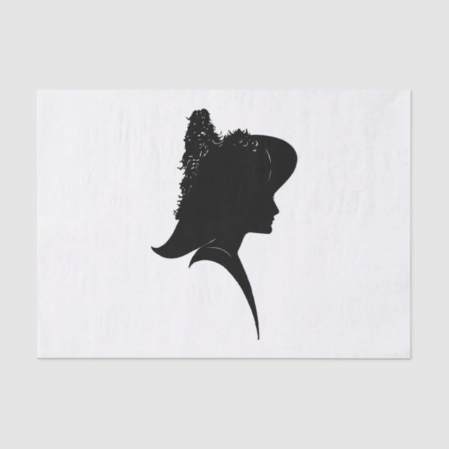 Vintage Silhouette Woman in Hat Tissue Paper (Front)