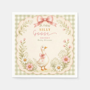 Vintage Silly Goose Coquette Pink Baby Shower Napkin