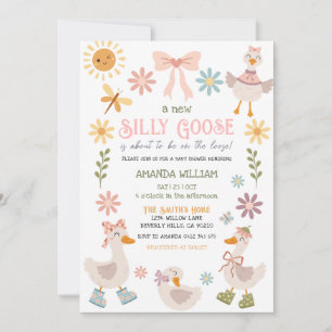 Vintage Silly Goose Daisy Floral Baby Shower Invitation