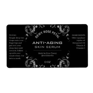 Vintage Silver And Black Serum Labels