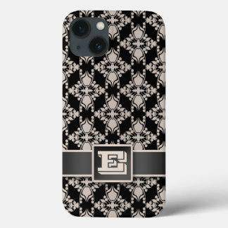 Vintage silver black damask iPad mini Retina iPhone 13 Case