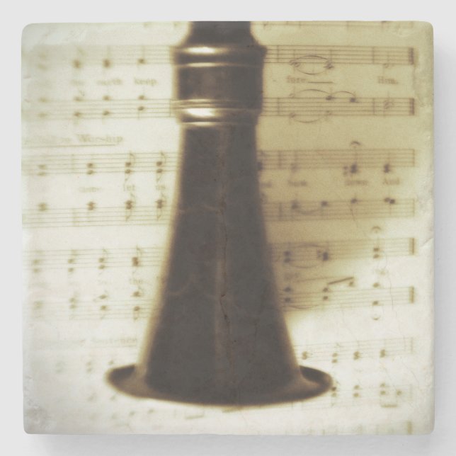 Vintage Silver Clarinet Stone Coaster (Front)