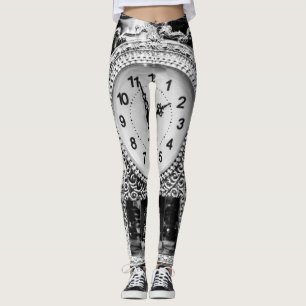 Vintage Silver Clock Leggings