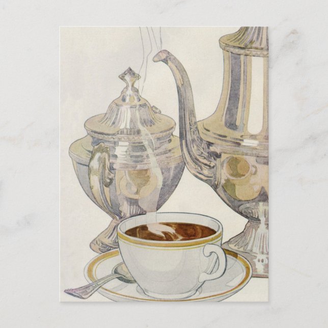 Vintage Silver Coffee Service Postcard (Front)