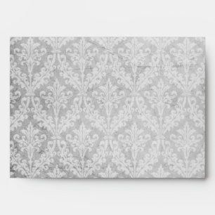 Vintage Silver Damask: Custom Linen Wedding A-7 Envelope