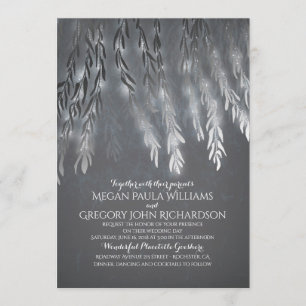 Vintage Silver Foil Effect Willow Tree Wedding Invitation