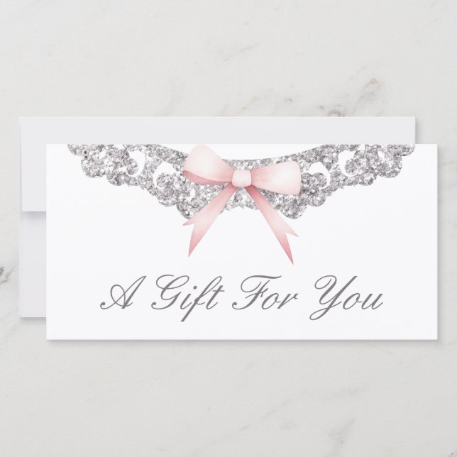 Vintage silver frame pink bow gift certificate (Front)