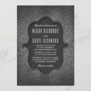 Vintage Silver Glitter Confetti Wedding Invitation