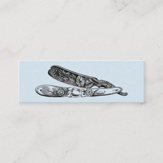 Vintage Silver Razor Mini Business Card (Front)