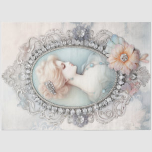 Vintage silver Victorian frame with portrait woman Tissue Paper