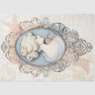 Vintage silver Victorian frame with woman portrait Tissue Paper