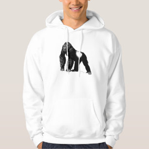 Vintage Silverback Gorilla Illustration, Black Hoodie