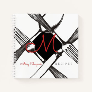 Vintage silverware monogram recipe cookbook notebook