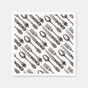 Vintage Silverware Ornate Artisan Classic Foodie  Napkin