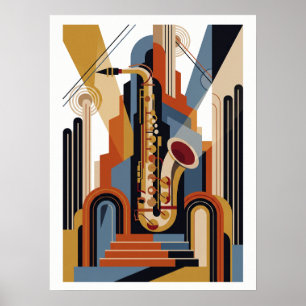 Vintage Simple Art Deco Jazz Poster