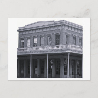 Vintage Simple Black and White Building Holiday Postcard
