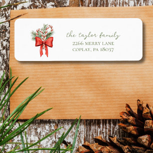 vintage simple candy cane Christmas address return