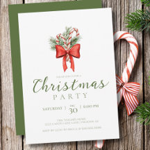 Vintage Simple Candy Cane Christmas Holiday Party