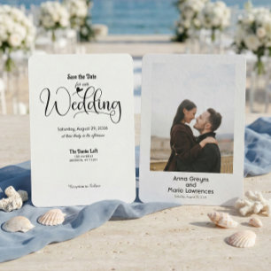 Vintage Simple Elegant Text and Photo Wedding Save The Date