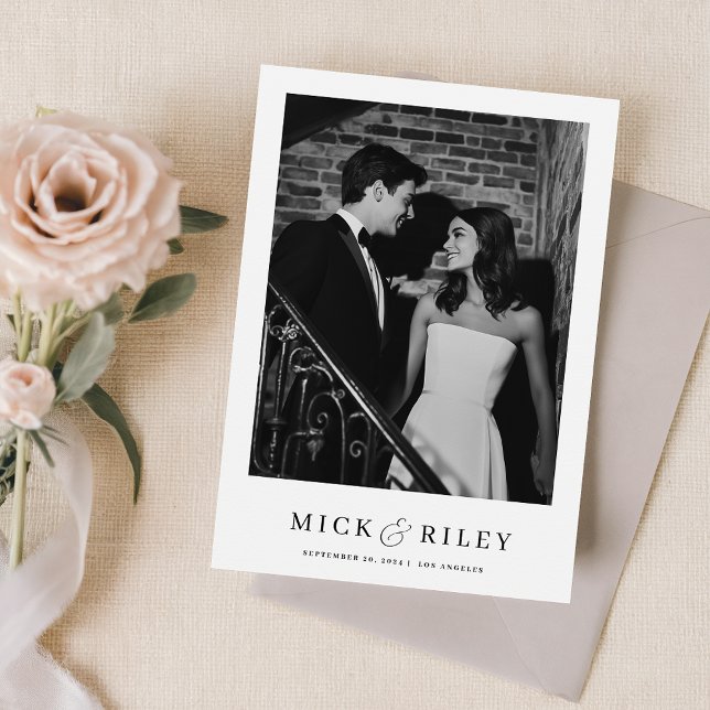 Vintage Simple Elegant Text and Photo Wedding Save The Date (Creator Uploaded)