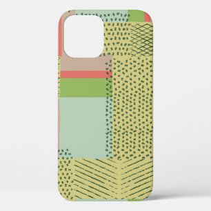 vintage simple geometric shapes and brush strokes iPhone 12 case