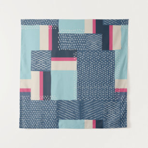 vintage simple geometric shapes and brush strokes tapestry