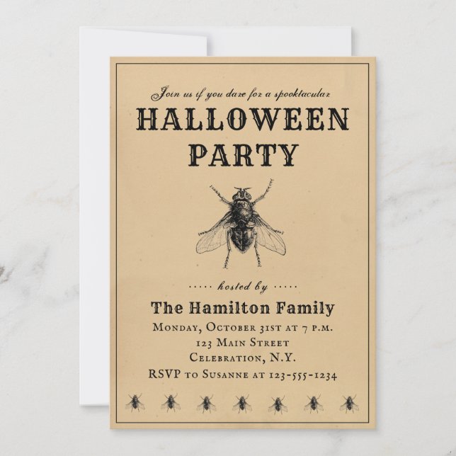 Vintage Simple Halloween Party Invitation (Front)