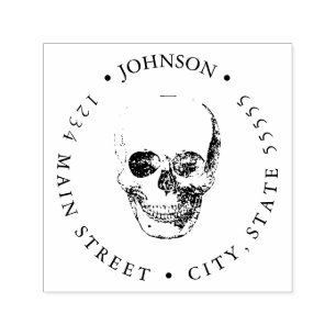 Vintage Simple Human Skull Return Label Self-inking Stamp