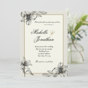 Vintage Simple Lily Floral Christian Wedding Invitation