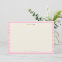 Vintage Simple Pink Stripes Personalised Name