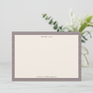 Vintage Simple Plum Stripes Personalised Name Thank You Card