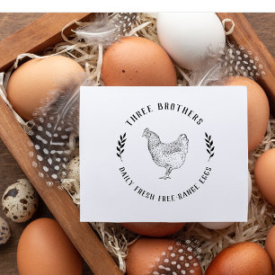 Vintage Simple Round Egg Carton Family Farm Self-inking Stamp