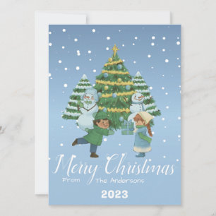 Vintage Simple Snow Christmas holidays Script Holiday Card