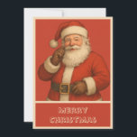 Vintage Simple Trendy Christmas Santa Claus Holiday Card<br><div class="desc">Bring a touch of nostalgia to the holidays with this vintage Christmas card featuring a classic Santa Claus illustration. The warm red tones and retro rustic style give it a timeless charm, while the bold lettering inspired by calligraphy script adds a trendy yet simple finish. Perfect for sending heartfelt wishes...</div>