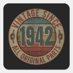 VINTAGE SINCE 1942 ALL ORIGINAL PARTS SQUARE STICKER