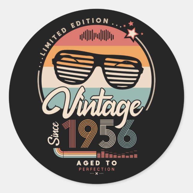 Vintage since 1956 classic round sticker (Front)