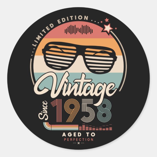 Vintage since 1958 classic round sticker (Front)