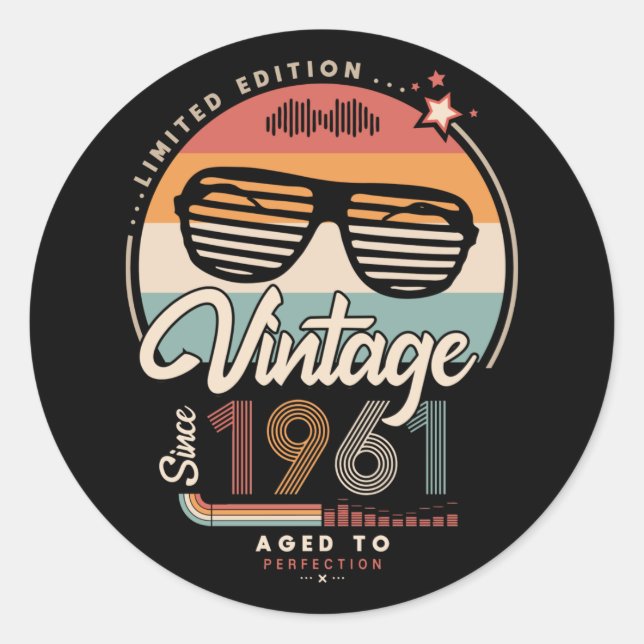 Vintage since 1961 classic round sticker (Front)