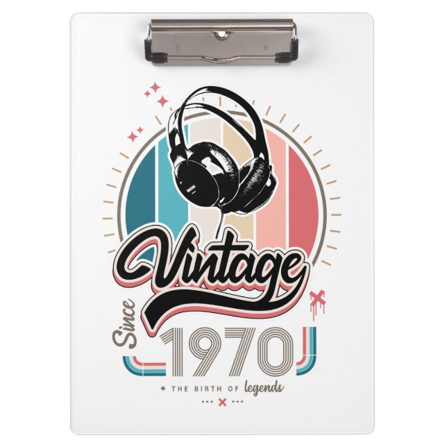 Vintage since 1970 headphones clipboard (Front)