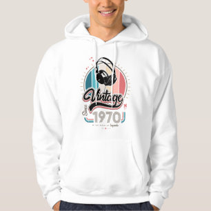 Vintage since 1970 headphones hoodie