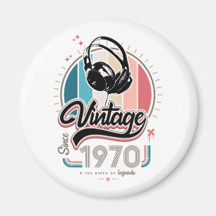 Vintage since 1970 headphones magnet